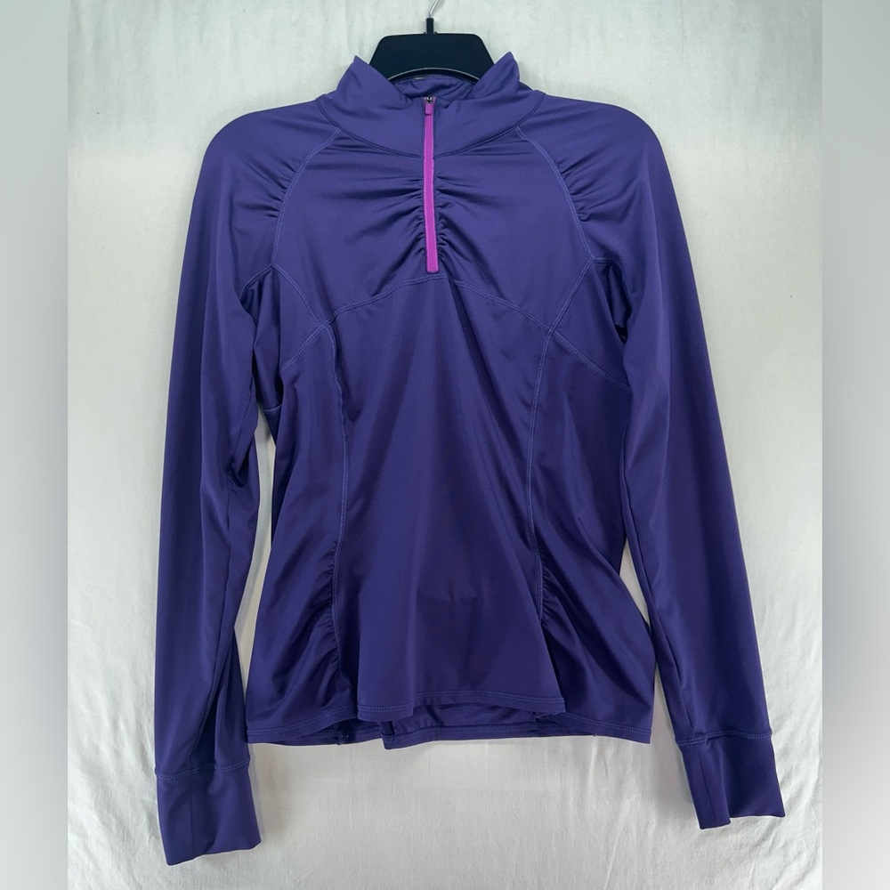 Athleta Womens Purple Half Zip Ruched Long Sleeve Running Top 215066 Size M